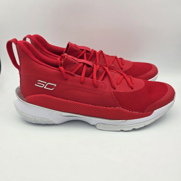 Under Armour Curry 7 Team Basketball Shoes Red/White Mens 3023838-606 Size 14 US